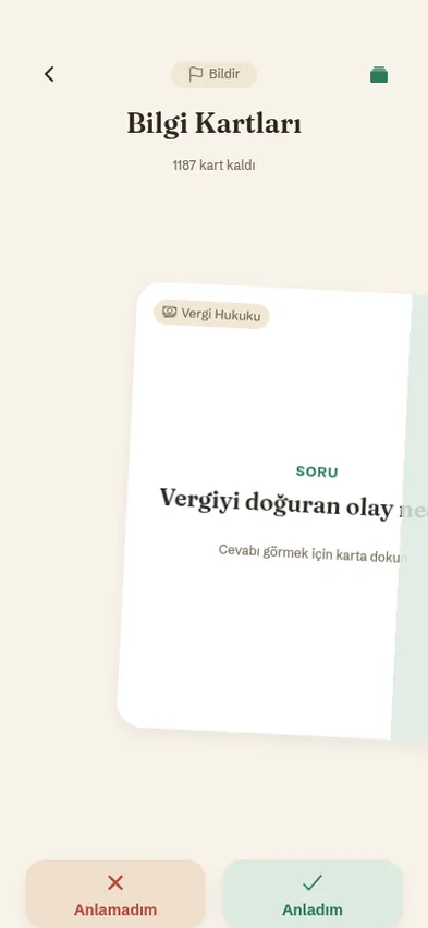 Bilgi kartları: anladım / anlamadım kuyruğu