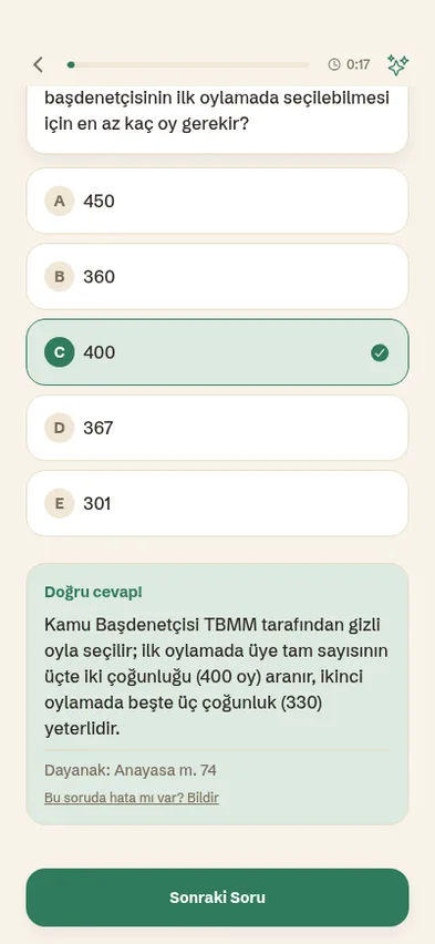Doğru cevabın altında gerekçe ve dayandığı kanun maddesi